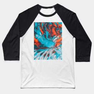 Turquoise and Red Pouring Baseball T-Shirt